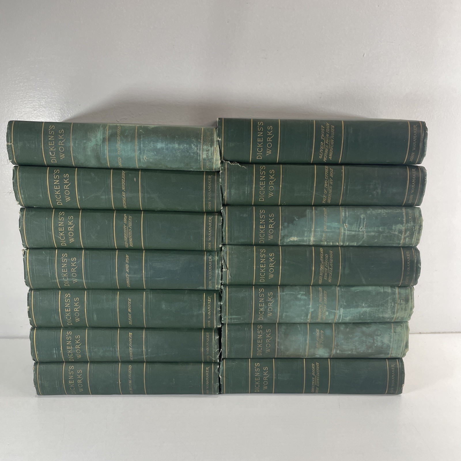 Lot of 14 Vintage Charles Dickens&rsquo;s Works Hardcover Books John Wanamaker