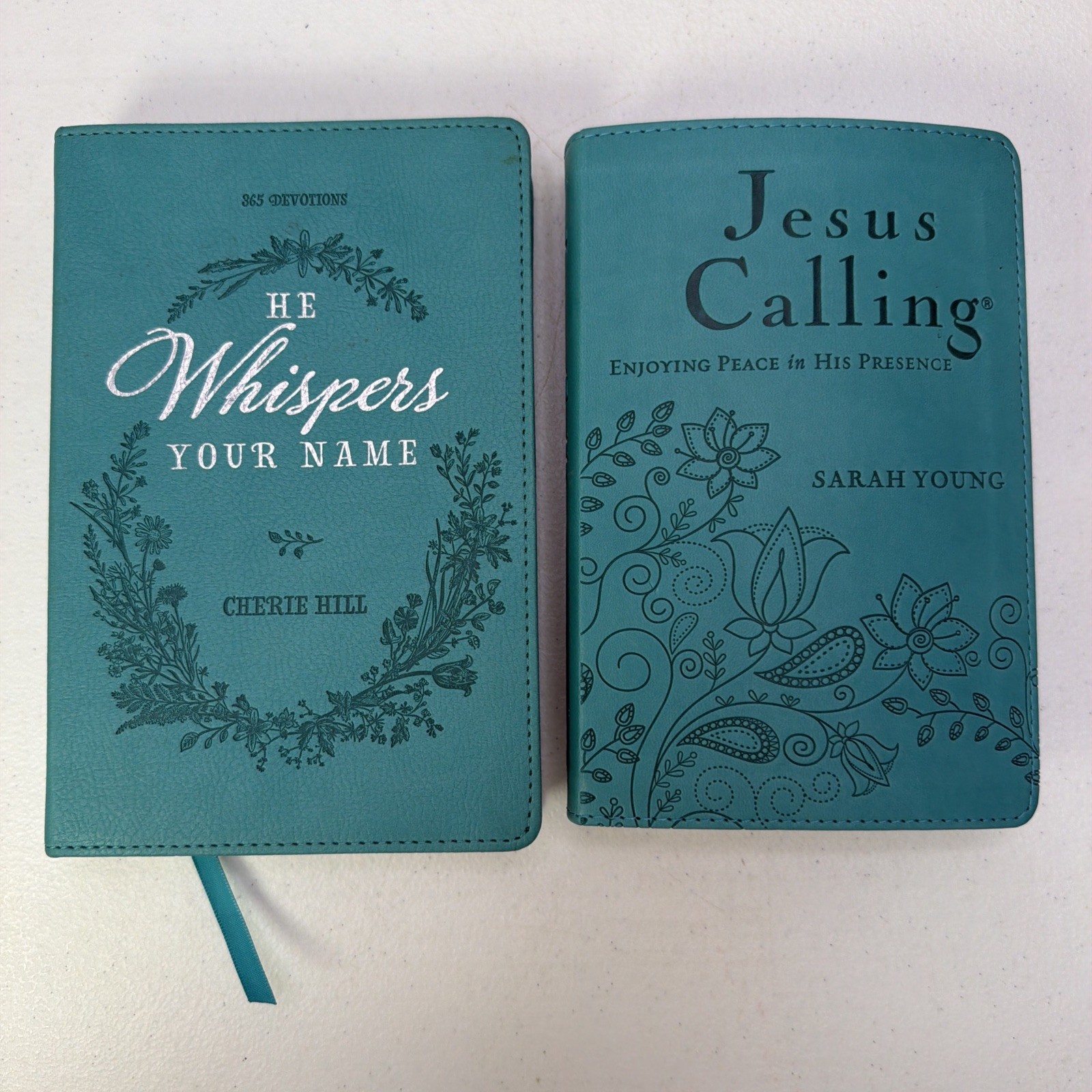 Teal Faux Leather Devotional Lot Jesus Calling Sarah Young He Whispers Your Name