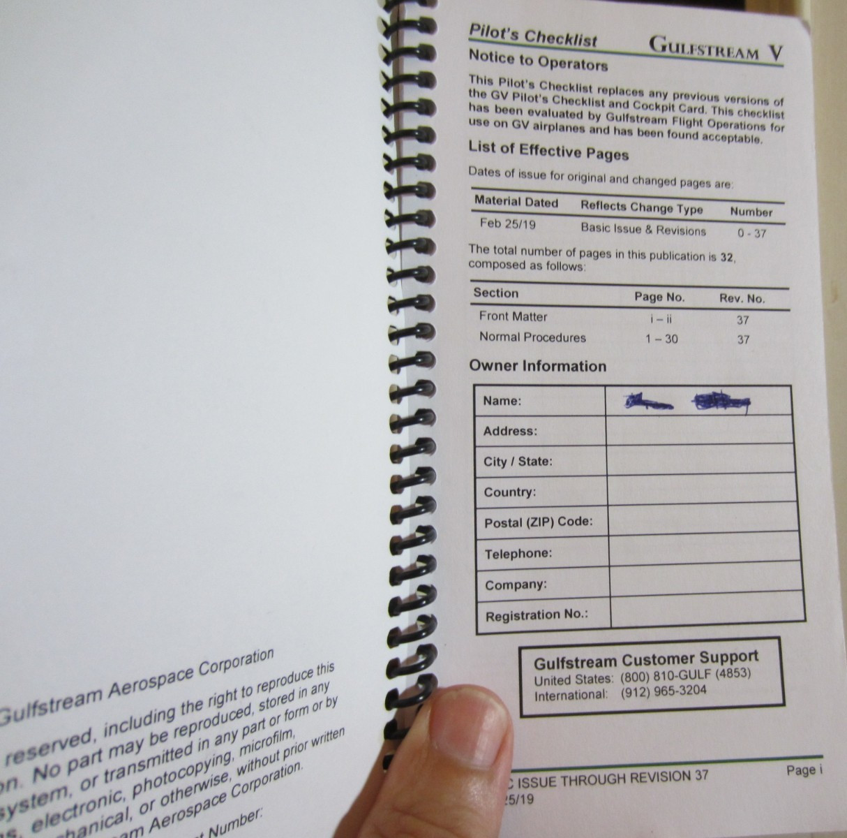 GULFSTREAM GV PILOT&rsquo;S CHECKLIST AS PICTURED 2019 30 PAGES