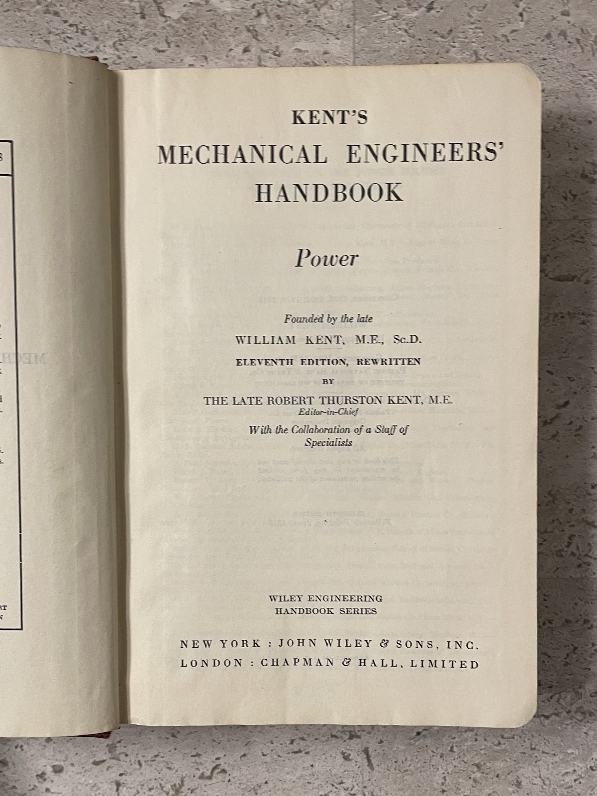 Kent&rsquo;s Mechanical Engineers&rsquo; Handbook, 11th Edition, Power, 15th Printing 1949