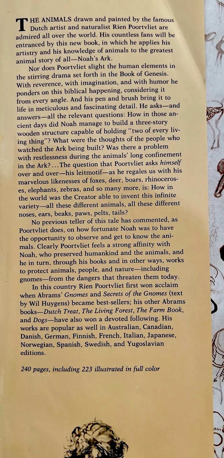 Noah&rsquo;s Ark Rien Poortvliet First US Edition Abrams 1986 Illustrated HC Oversized