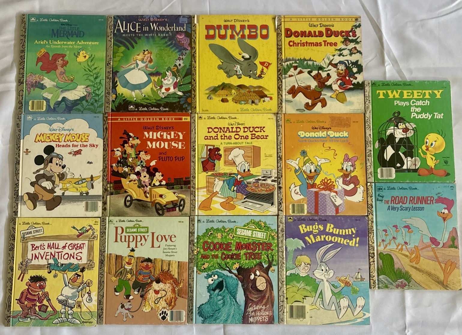 Vintage Little Golden Book Lot Of 14 Walt Disney Sesame Street Looney Toons