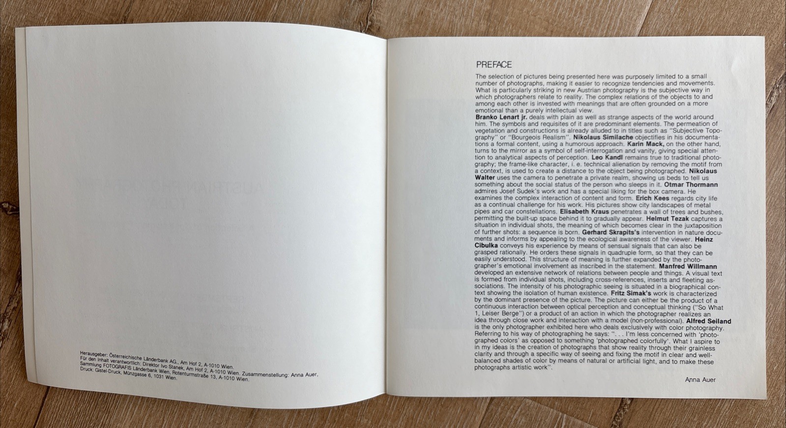 AUSTRIAN PHOTOGRAPHY TODAY Exhibition 1982 PB Contemporary Photos NYC Vienna
