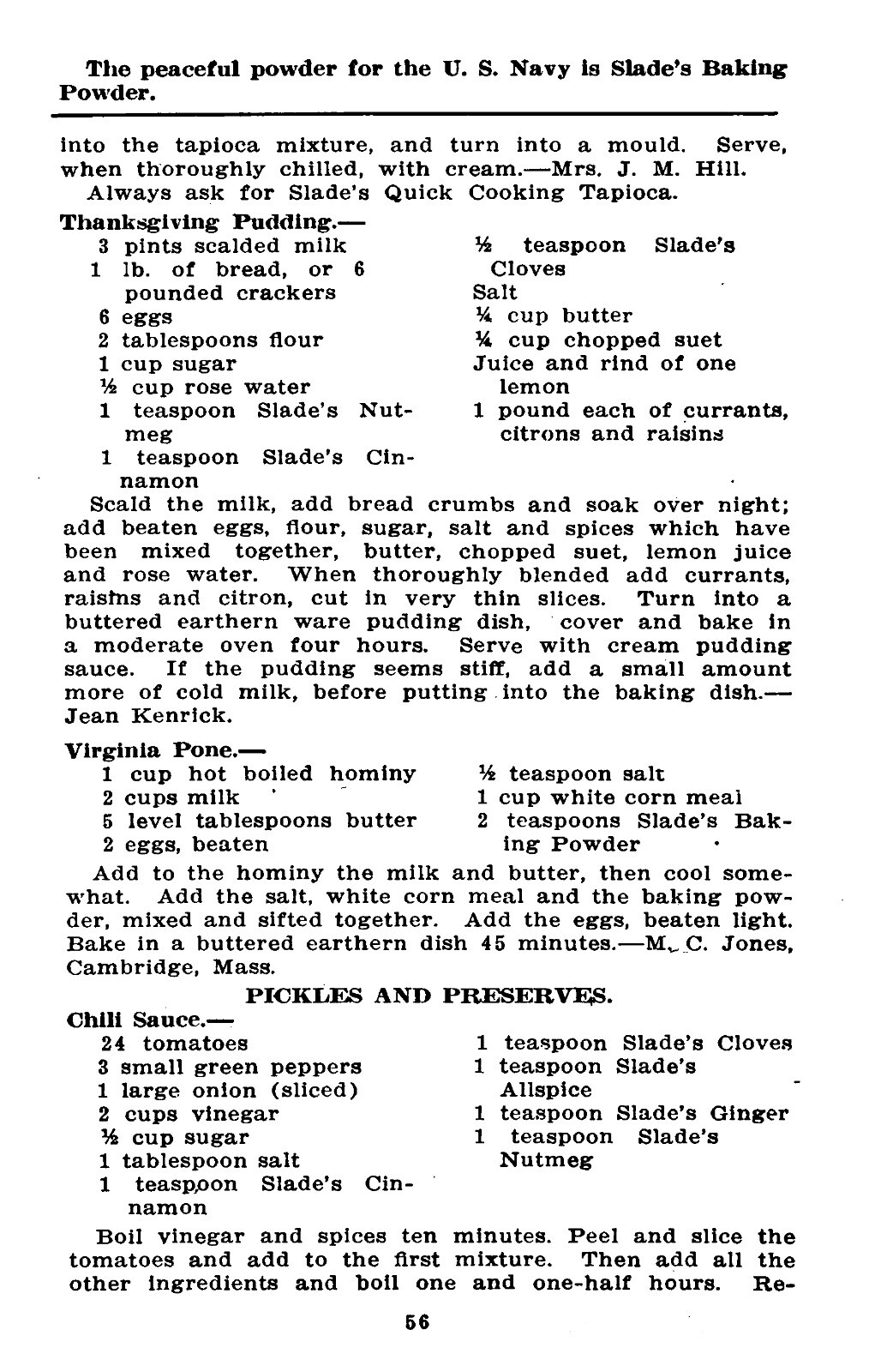 1920 Slade&rsquo;s Cooking School Recipes Vintage Cook Book 76 Pages
