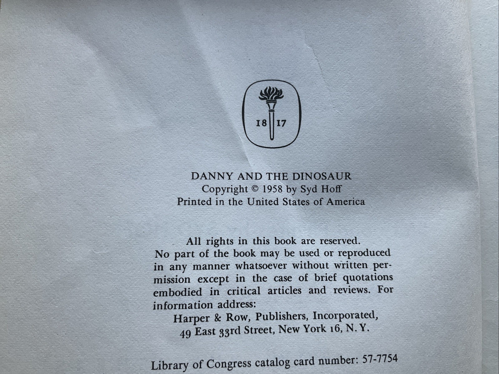 Danny and the Dinosaur Syd Hoff 1958 Harper & Row Weekly Reader&rsquo;s Hardcover