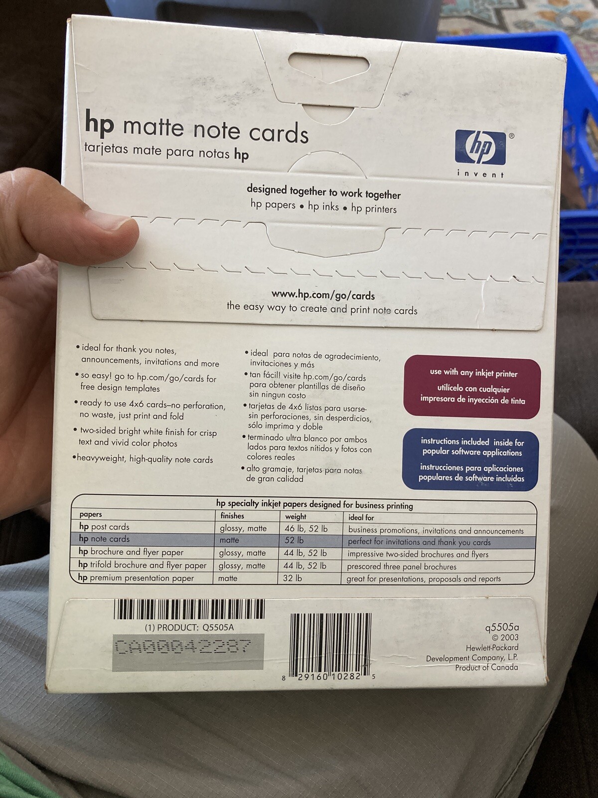 HP Matte Note Cards Paper, Q5505A, Inkjet, 60 sheets, 6&Prime; x 8&Prime;, New