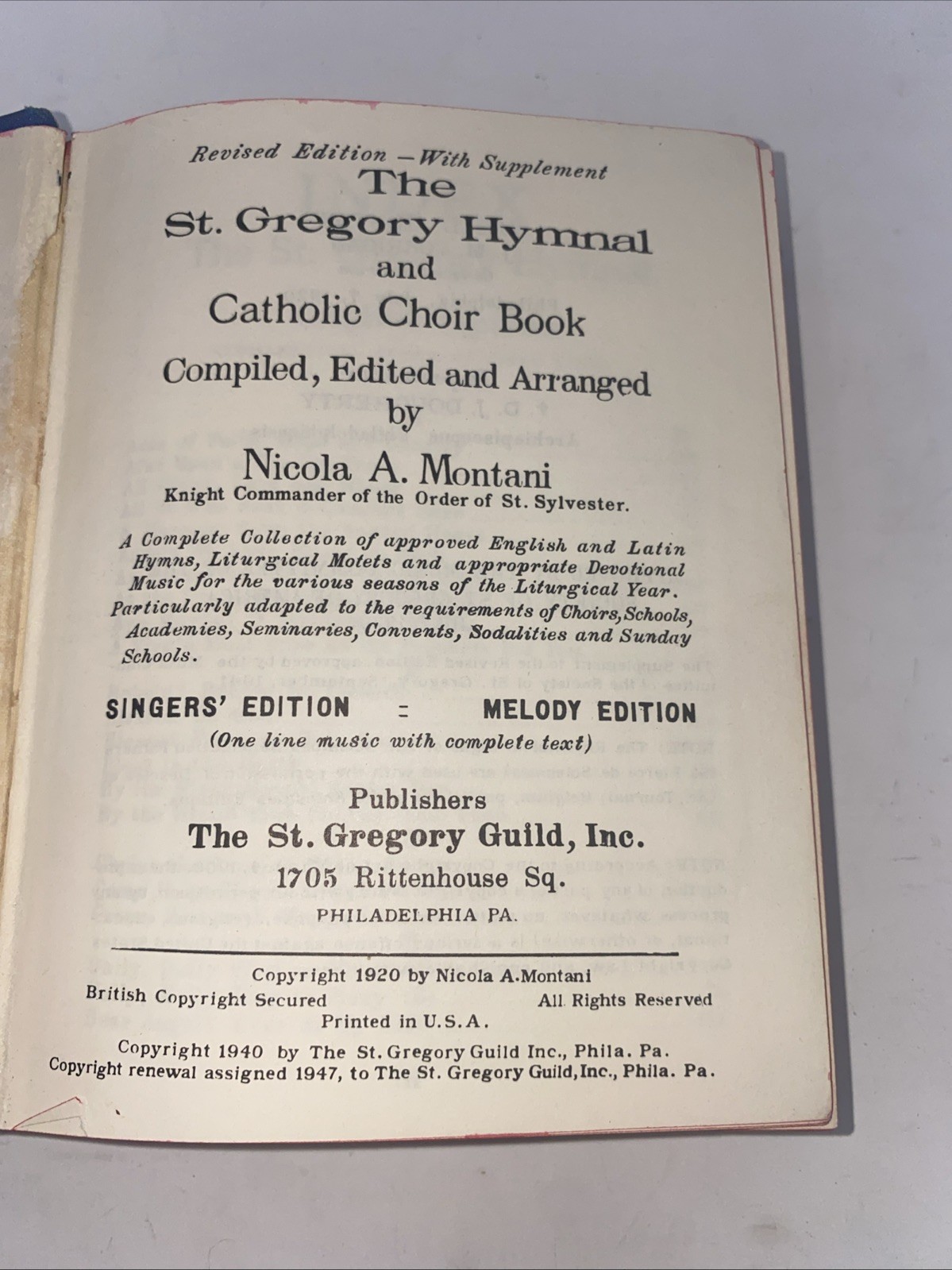The St. Gregory Hymnal and Catholic Choir Book, Singers&rsquo; Edition, Melody Edi…