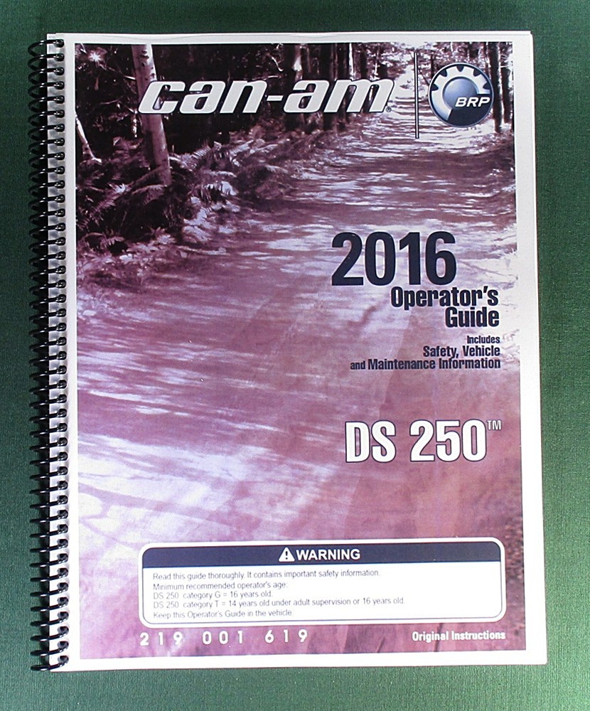 2016 Can-Am DS 250 Owner&rsquo;s Manual: 172 pages & protective Covers!
