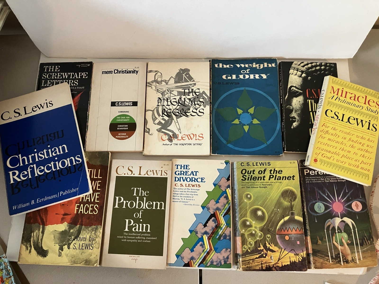C. S. Lewis Lot – 12 Vintage Paperbacks 60s and 70s prints well read