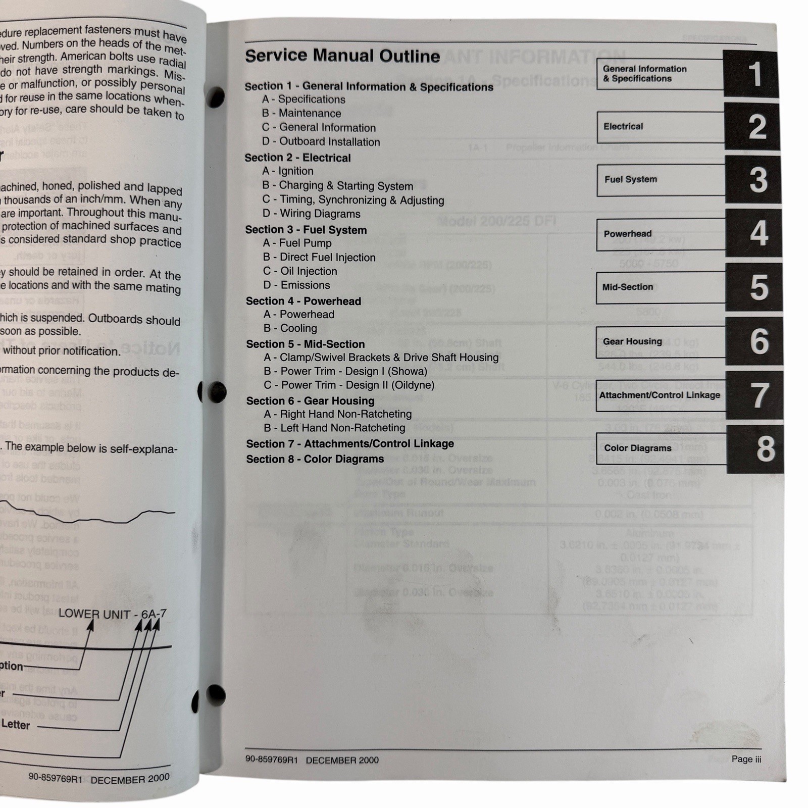 Mercury 200/225 OptiMax Direct Fuel Injection Service Shop Manual 90-859769R1