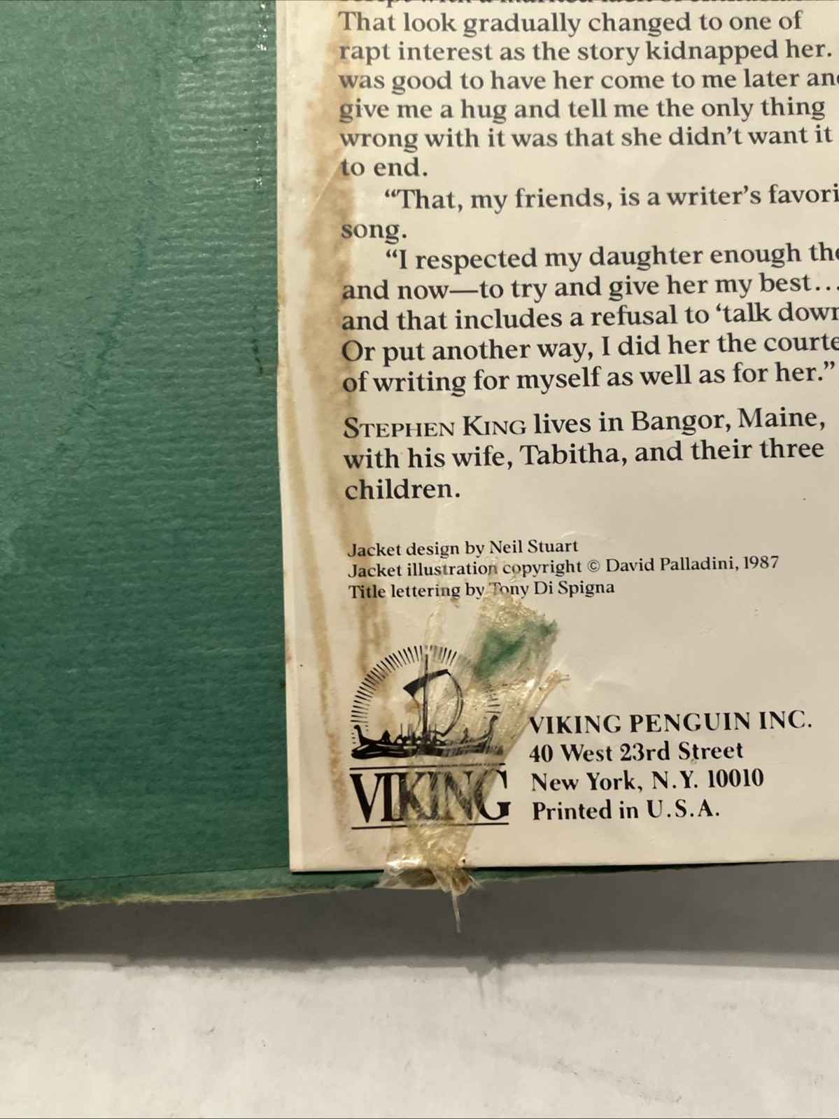 Vintage 1987 Stephen King The Eyes of the Dragon Hardcover Dust Jacket Viking