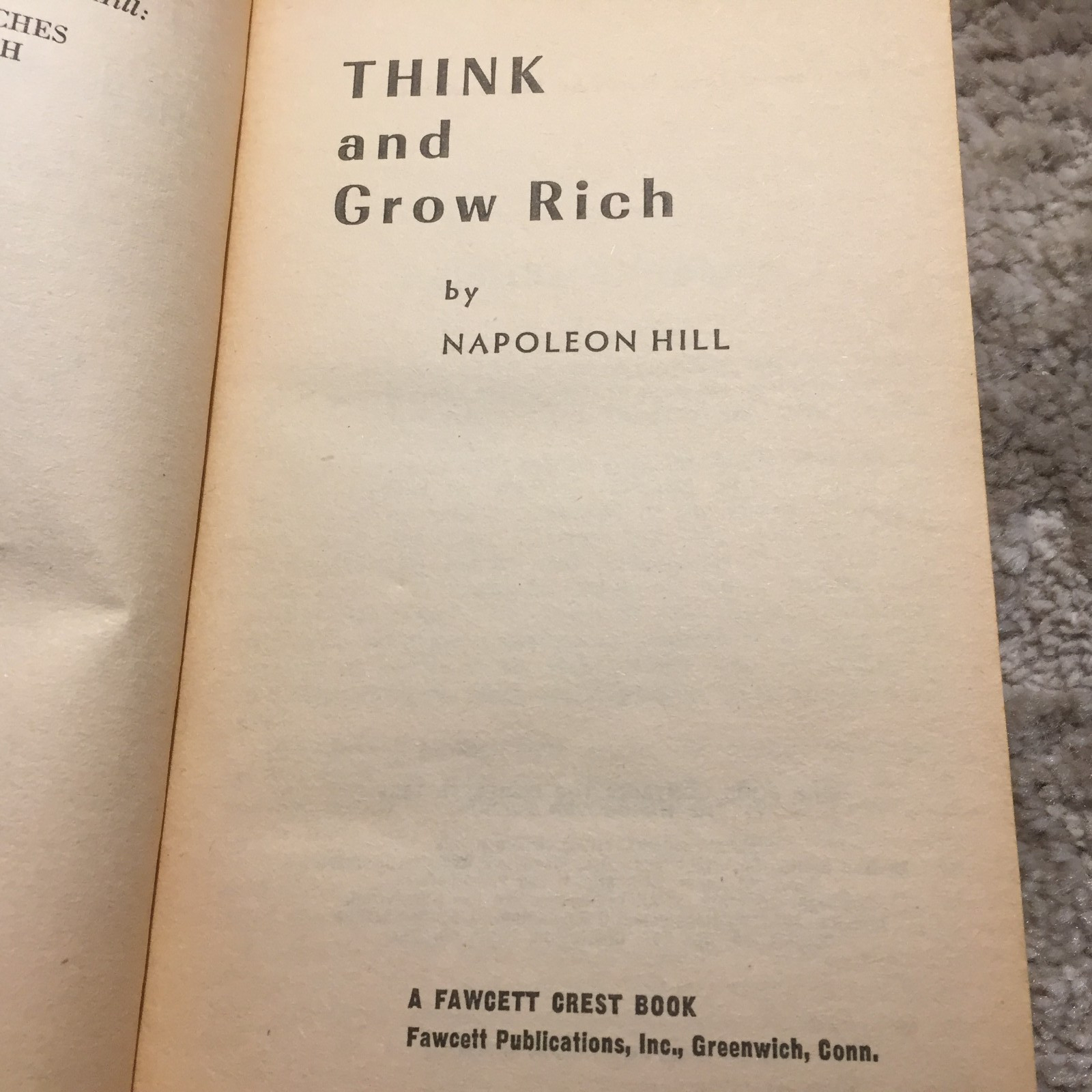 Think And Grow Rich Napoleon Hill 1963 Fawcett Crest Business Motivation Book