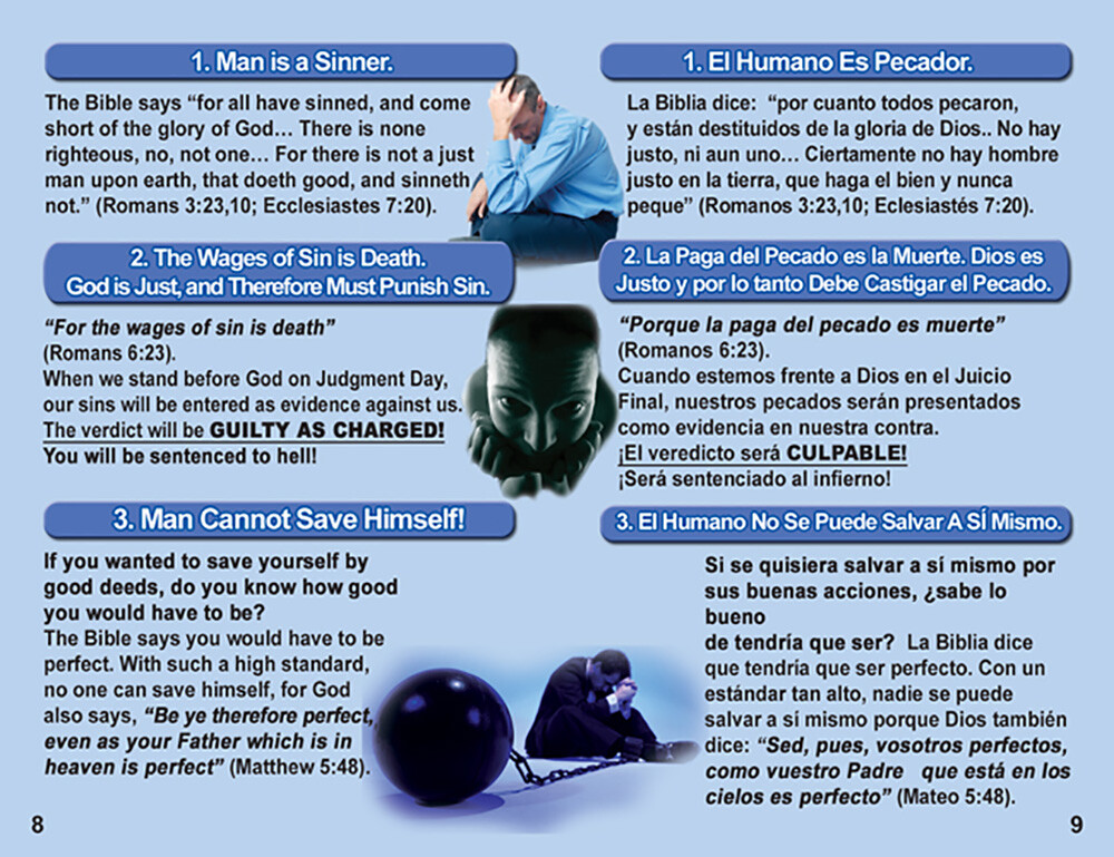 « ENGLISH & SPANISH Tracts, 20 Pages Each, Pack of 40 units, Powerful & Colorful
