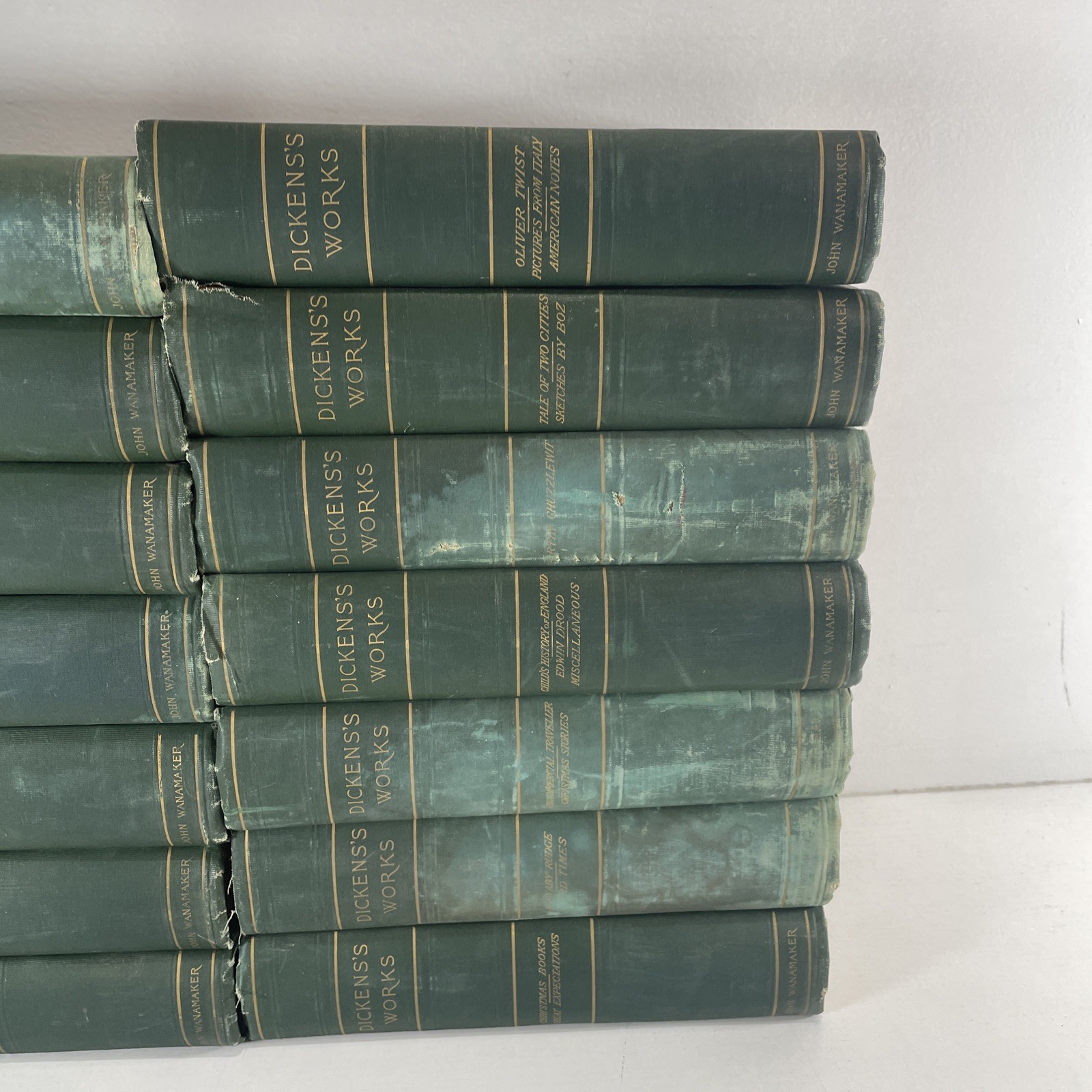 Lot of 14 Vintage Charles Dickens&rsquo;s Works Hardcover Books John Wanamaker