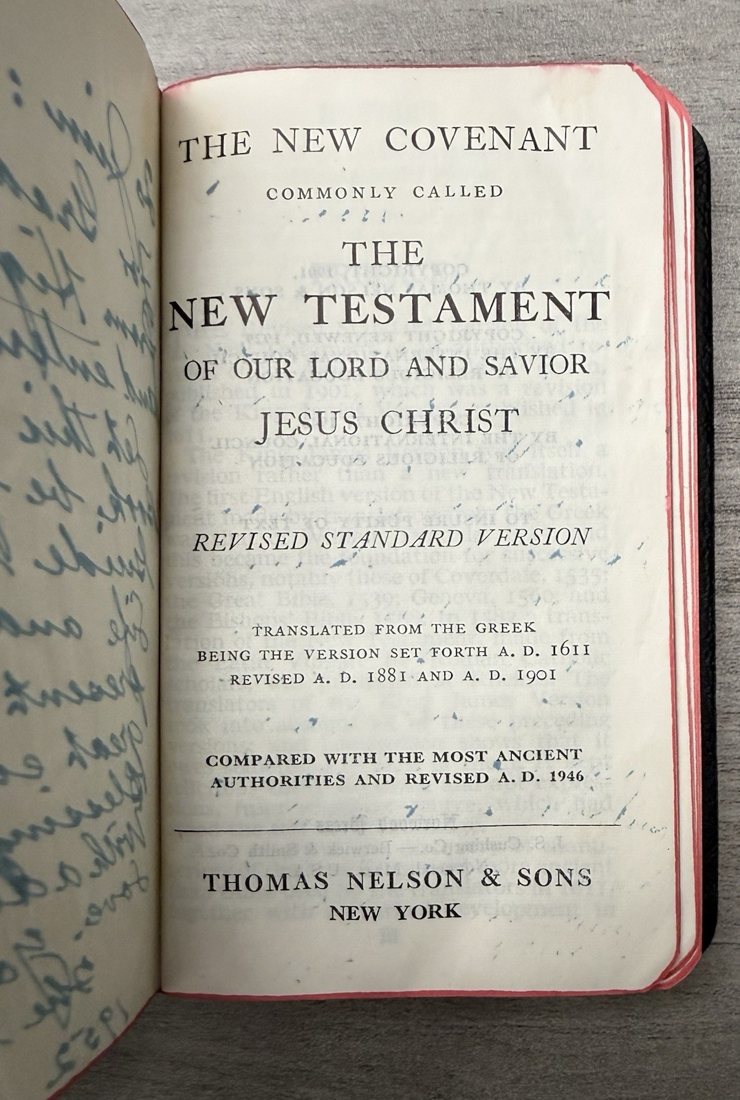 VTG Thinline 1946 Pocket New Testament RSV Black Leather 691X Nelson ~ 4.9&Prime; x 3&Prime;