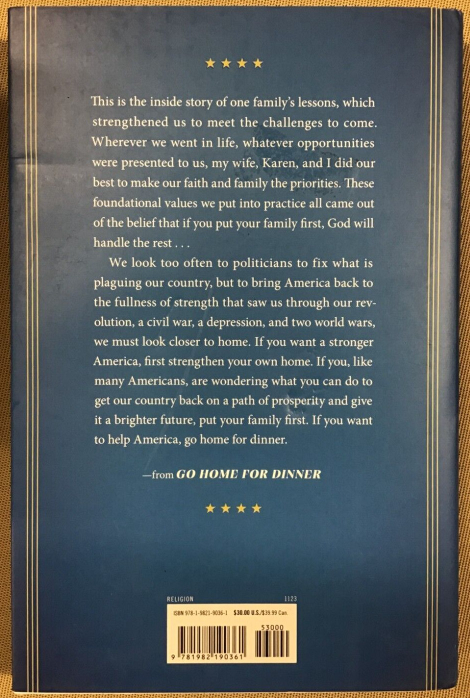 Go Home for Dinner – by Mike Pence (Hardcover) NEW 📖