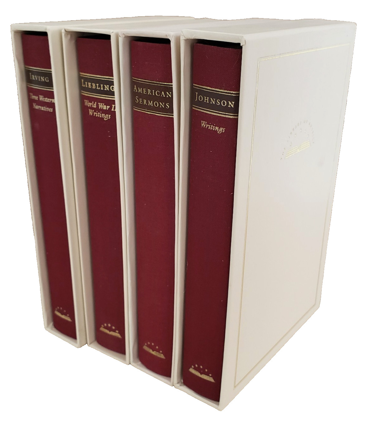 The Library of America 4 Red Vol Lot Slipcases Writings Sermons WWII As New