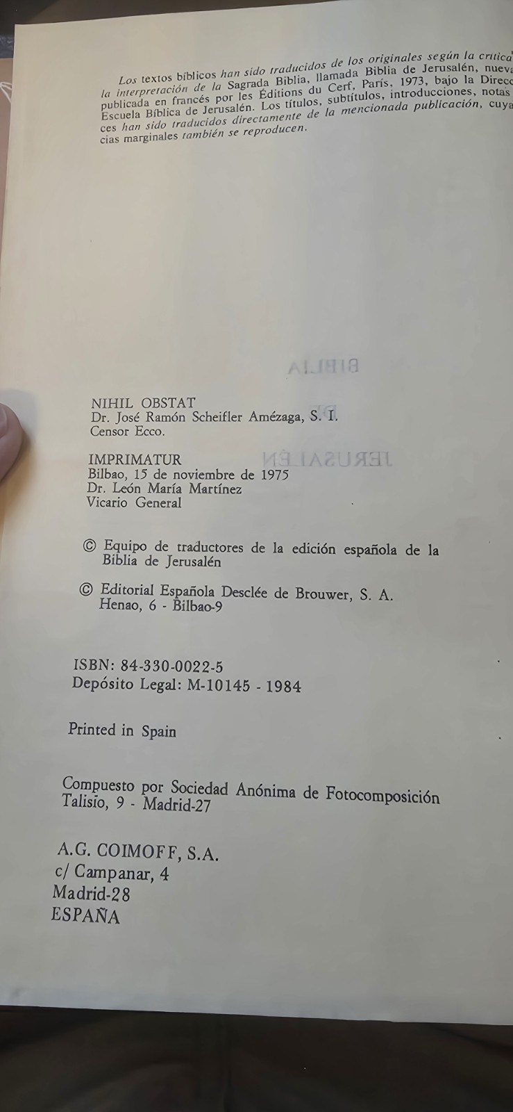1984 Biblia De Jerusalen Nueva Edicion Totalmente Revisada Y Aumentada