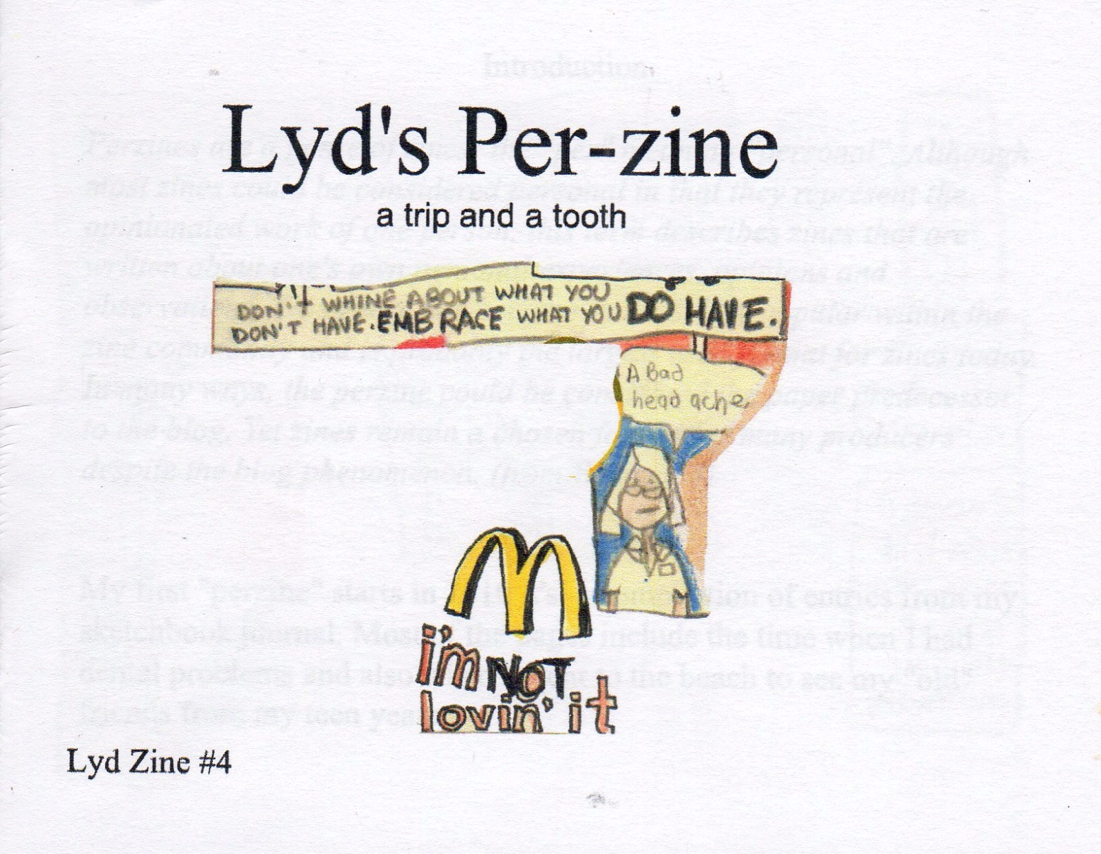 Lyd&rsquo;s Perzine, zine, color, handmade, 4.25 x 5.5 inches 20 pages -diary, journal