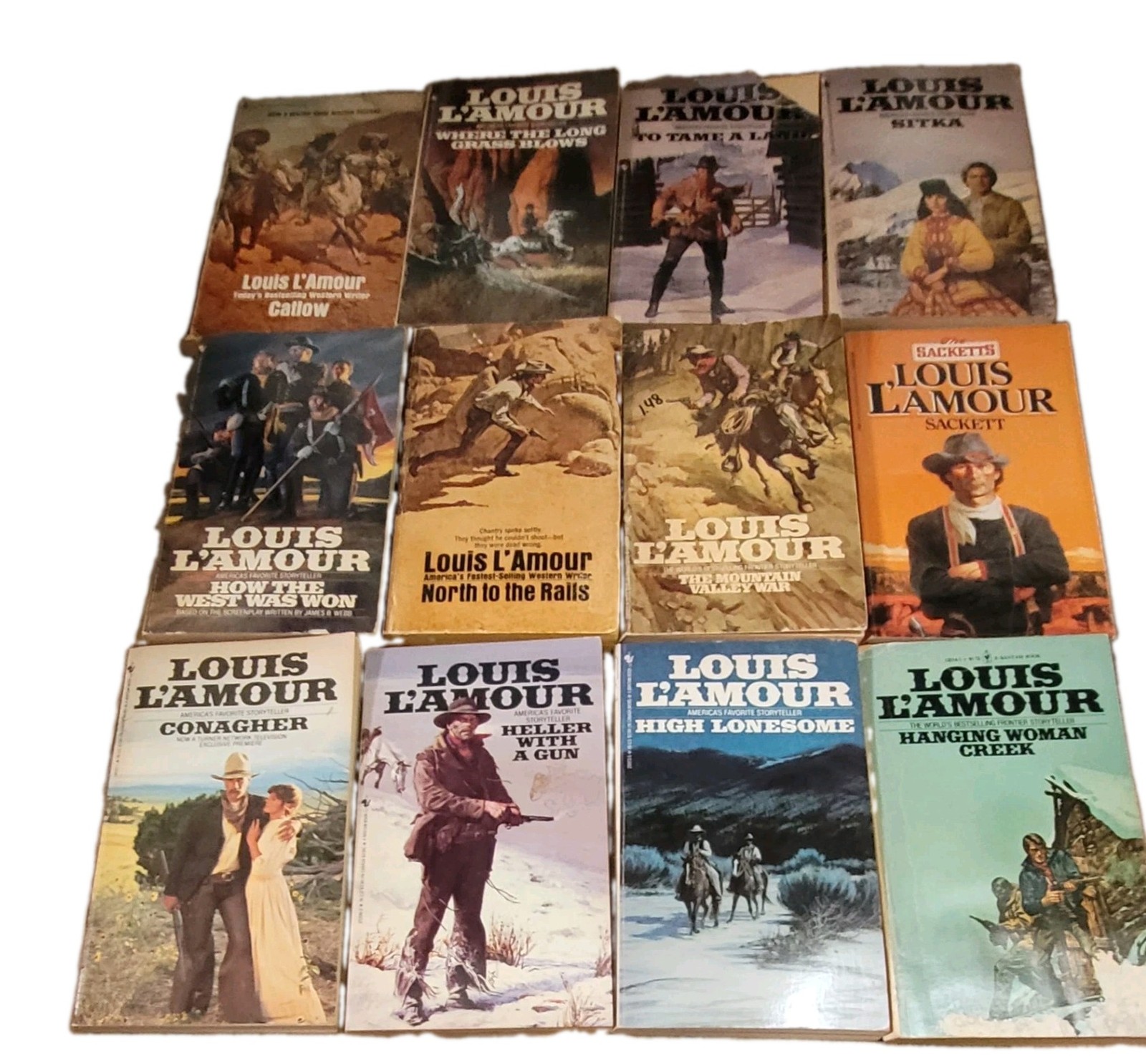 Lot Of 12 Vintage Louis L&rsquo; Amour 1960s-70s Books Paperback Western Cowboy Novels