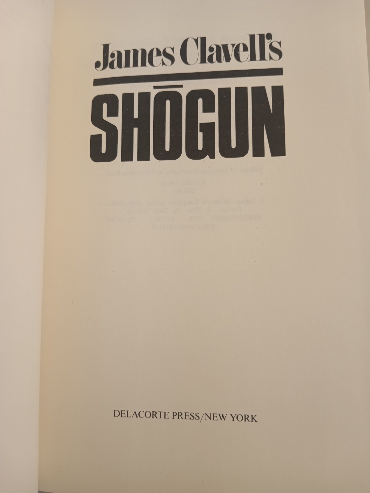 Vintage James Clavell&rsquo;s Shogun HC/DJ First Delacorte Printing Book