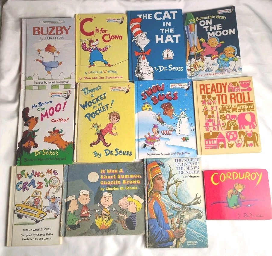 Vintage Dr Seuss Peanuts Berenstain Bears Hardcover Children&rsquo;s Book Lot Of 12