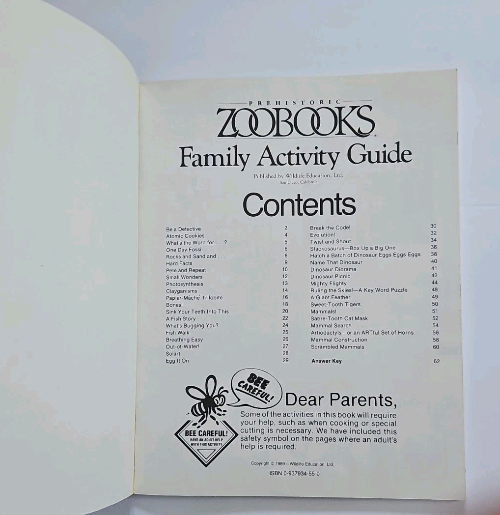 Zoobooks Prehistoric Family Activity Guide Unused W/18 Zoobooks Dinosaur Cards