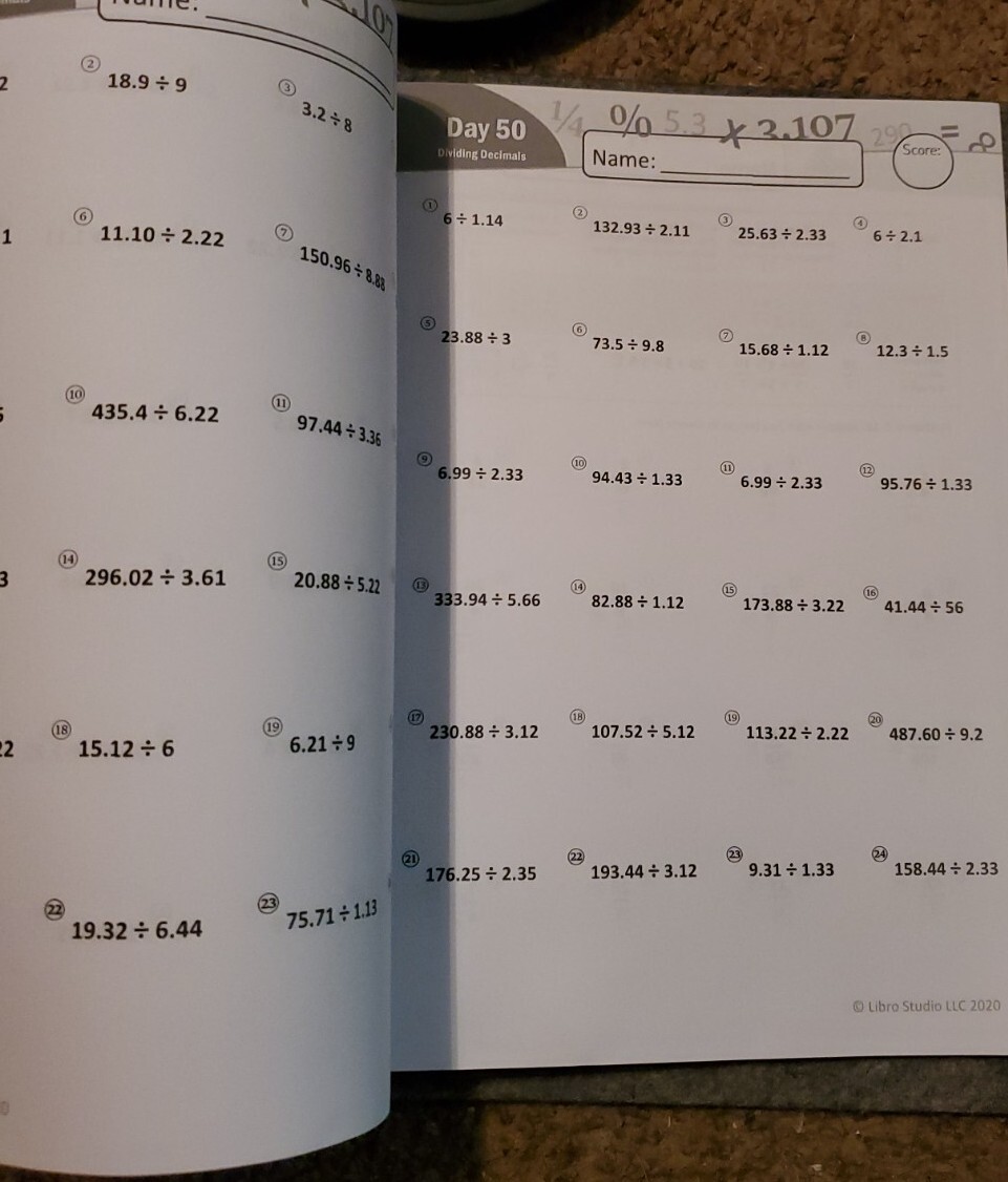 Humble Math – 100 Days of Decimals Percents & Fractions Advanced Practice Pro…