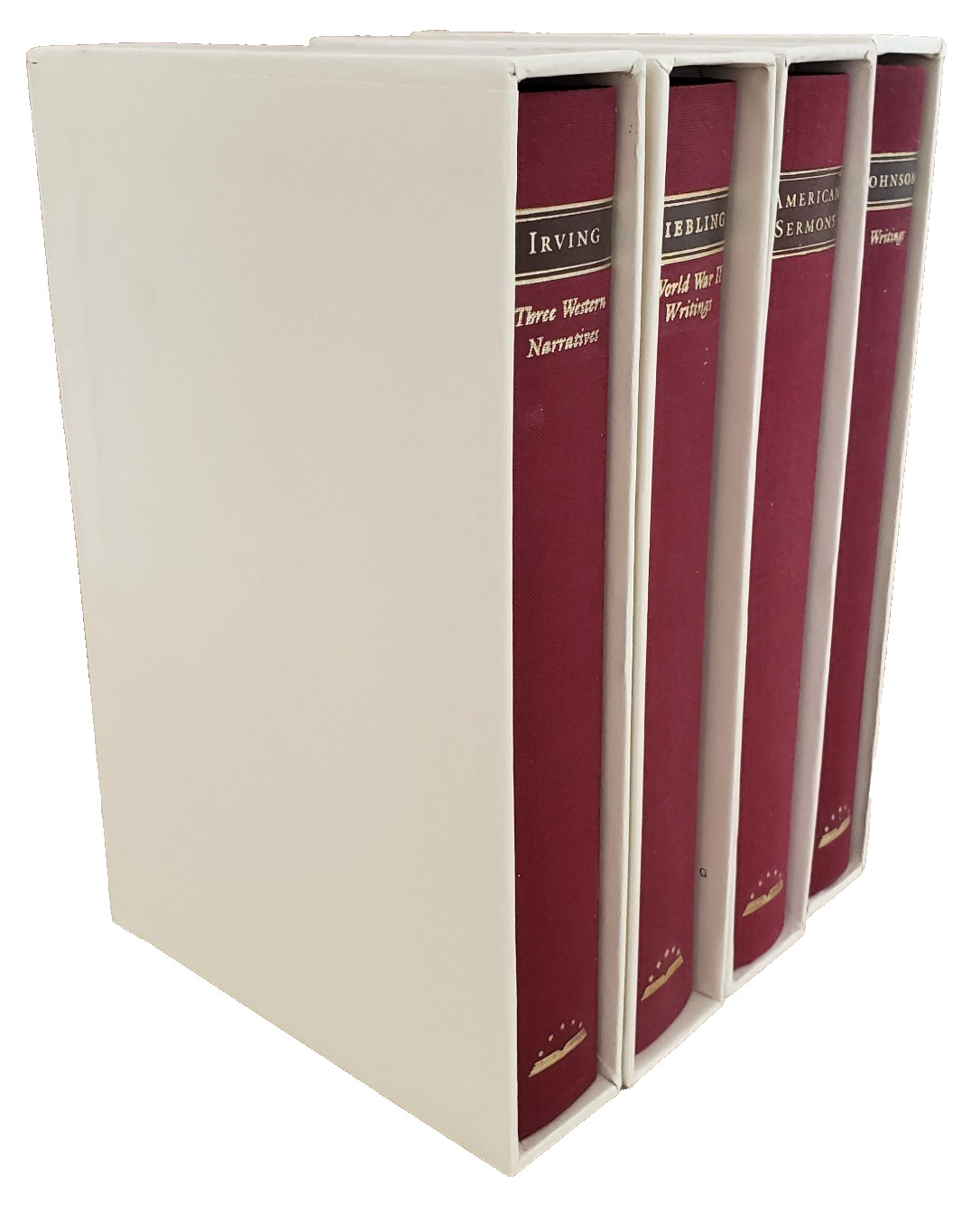 The Library of America 4 Red Vol Lot Slipcases Writings Sermons WWII As New