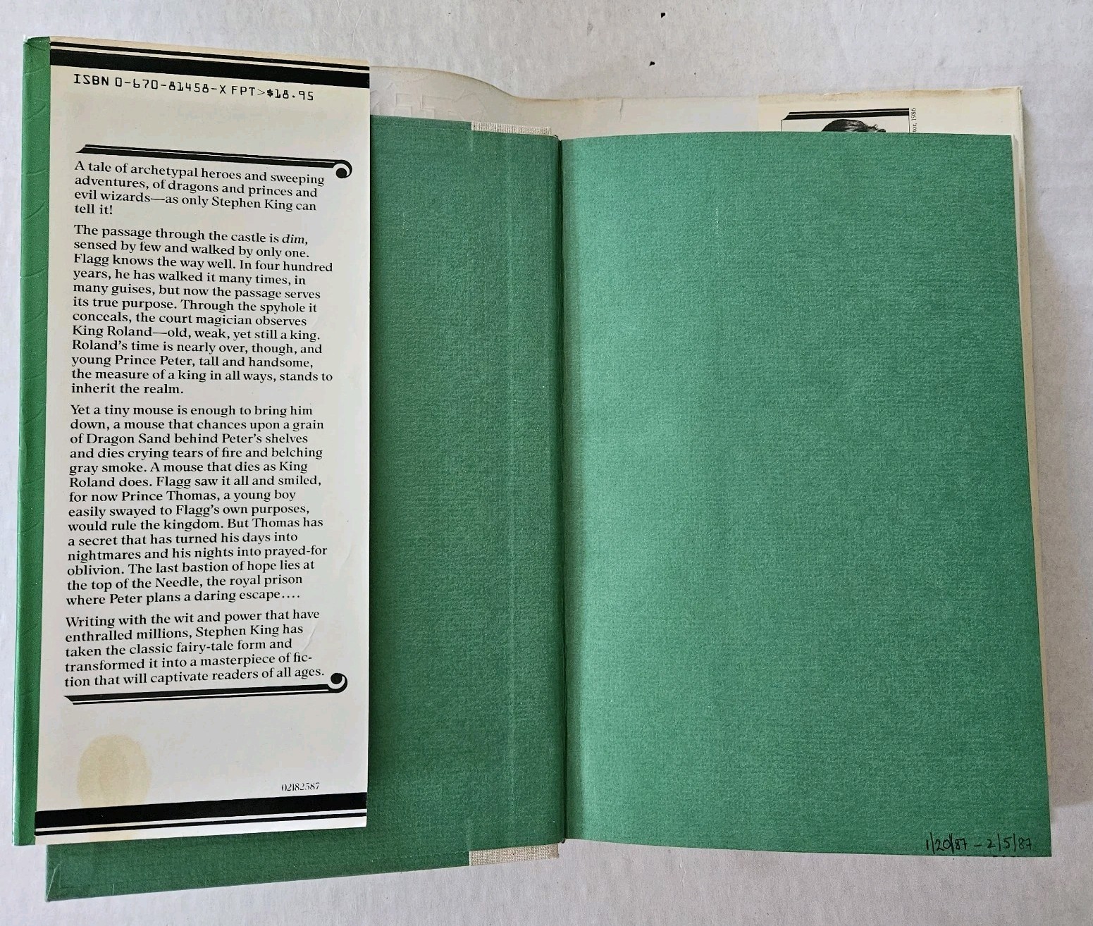 The Eyes of the Dragon by Stephen King 1987 True First Edition 1st Printing HCDJ