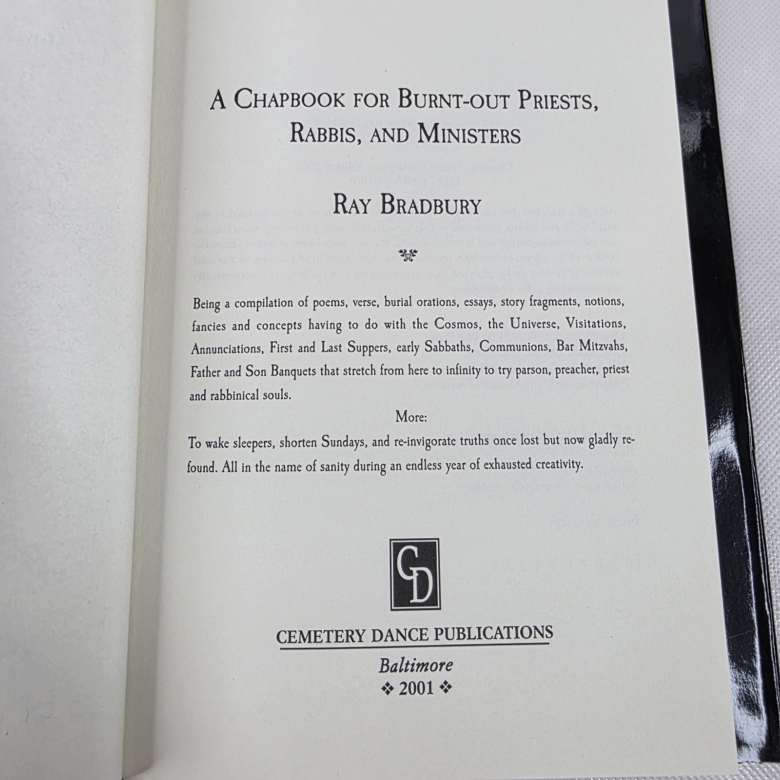 Burnt-Out Priests, Rabbis and Ministers Ray Bradbury HC DJ First Edition/Print
