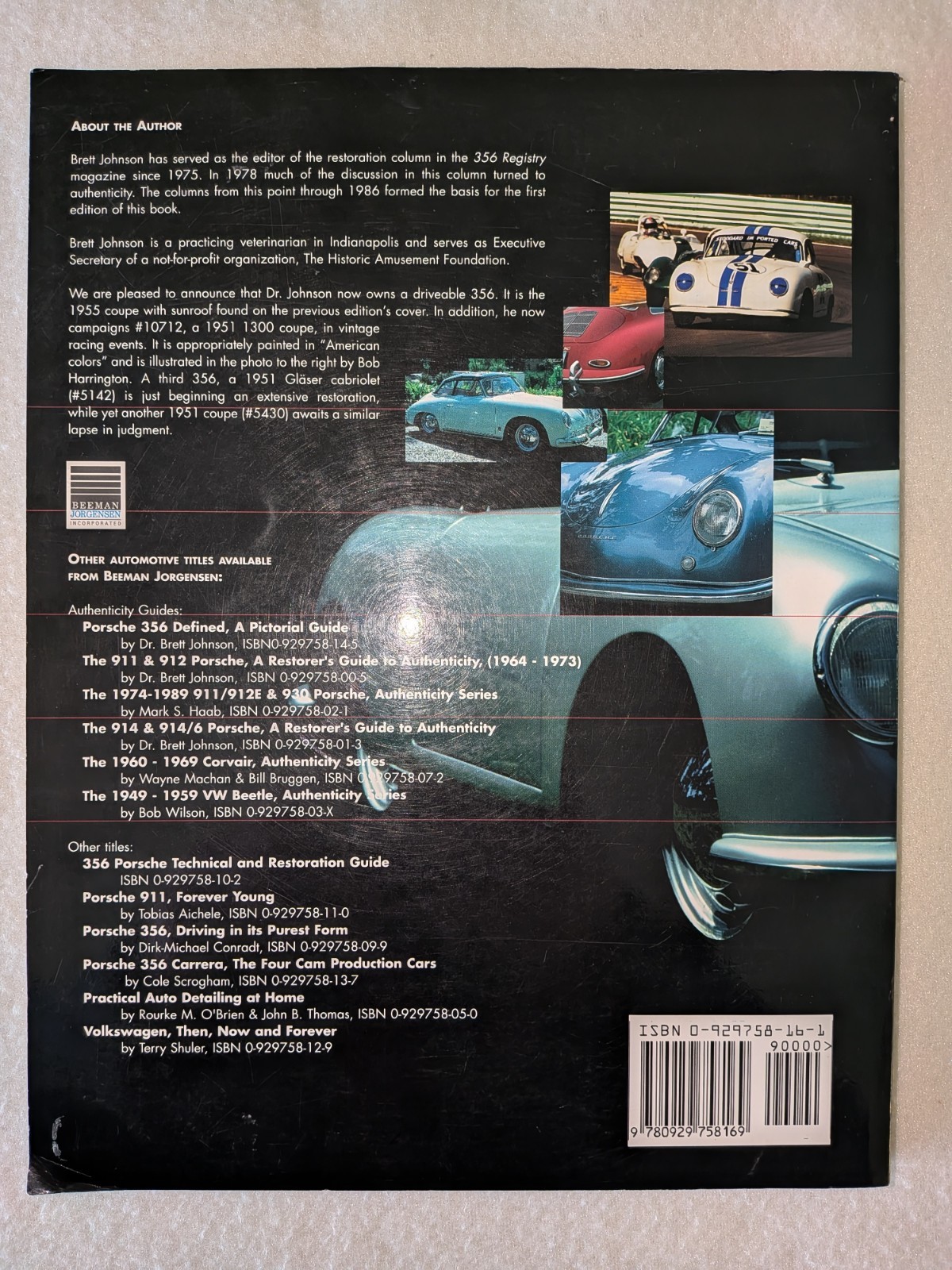 356 Porsche: A Restorer&rsquo;s Guide to Authenticity by Brett Johnson 1998 vg condtn