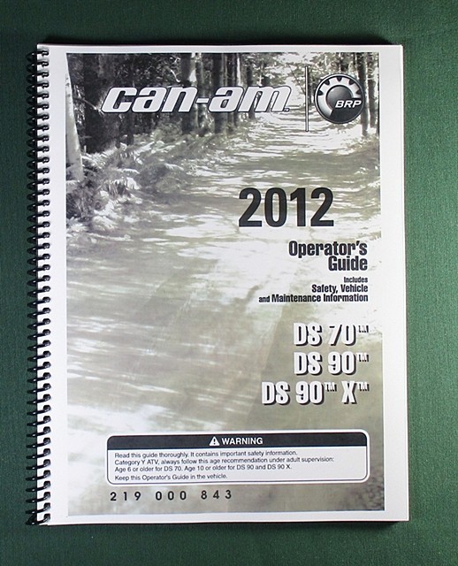 2012 Can-Am DS 90X Owner&rsquo;s Manual: 144 Pages & Protective Covers