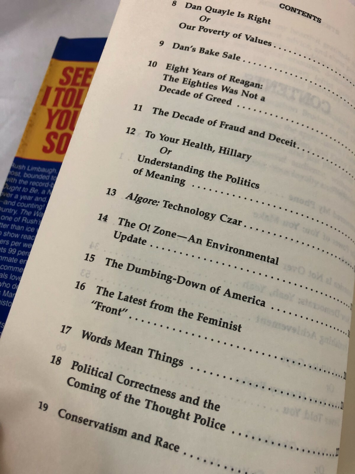 Vintage Book Blue 364 Pages- « See I Told You So » by Rush Limbaugh New York Times