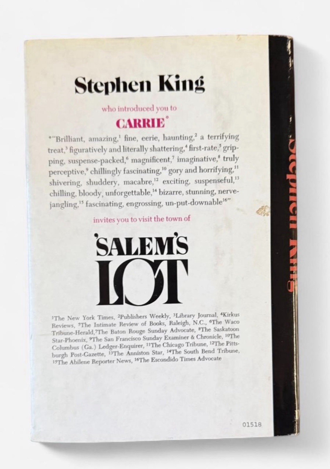 1975 SALEM&rsquo;S LOT Stephen King Hardcover First Book Club Edition BCE