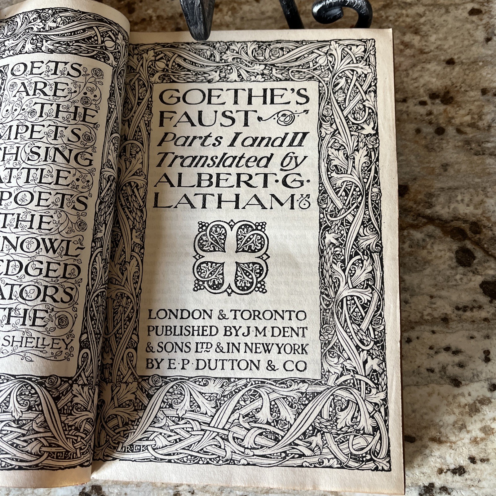 Antique Book Goethe&rsquo;s Faust Parts I & II 1919 Red Leather Printed Great Britain
