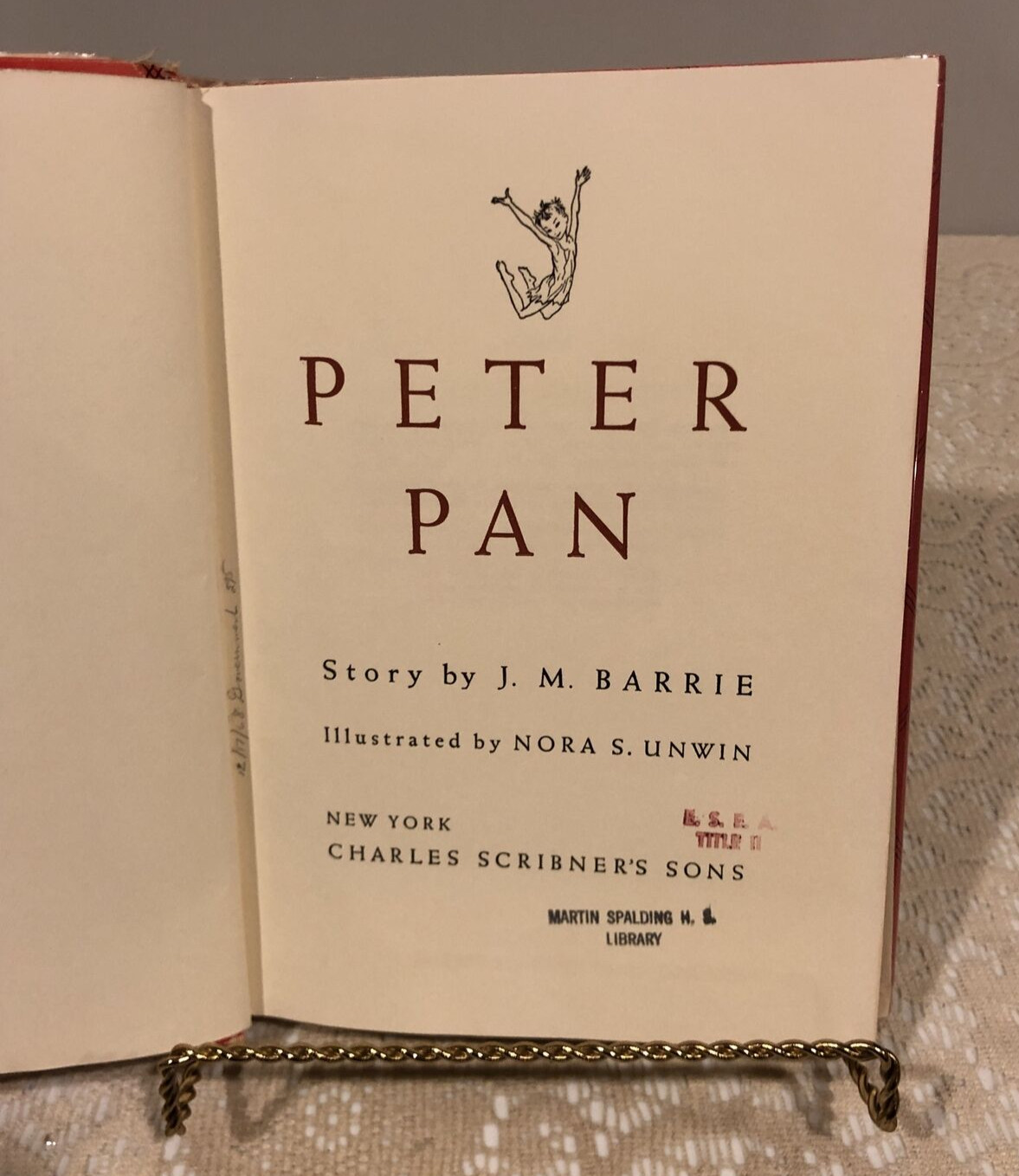 Peter Pan By J.M. Barrie , 1950 Hardcover/Dust Jacket, Charles Scribner&rsquo;s Sons