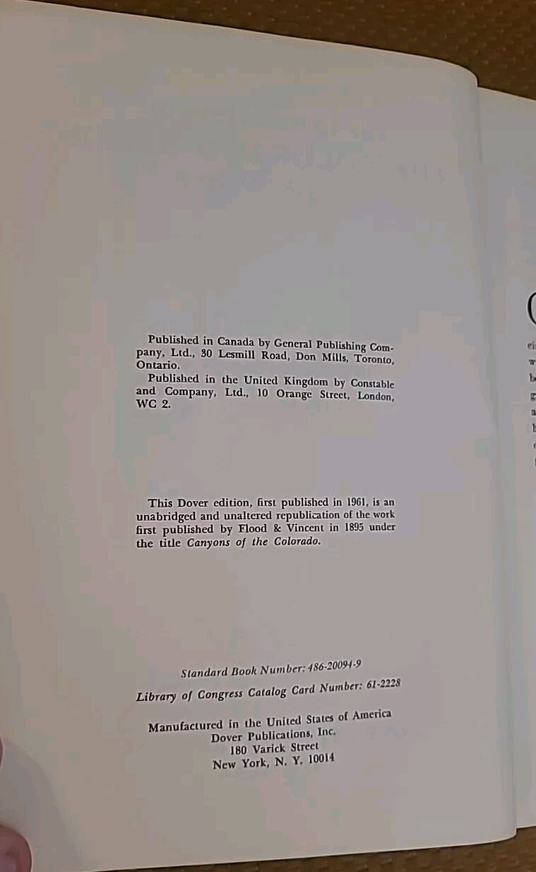 Exploration of the Colorado River and Its Canyons by J. W. Powell (1961,…