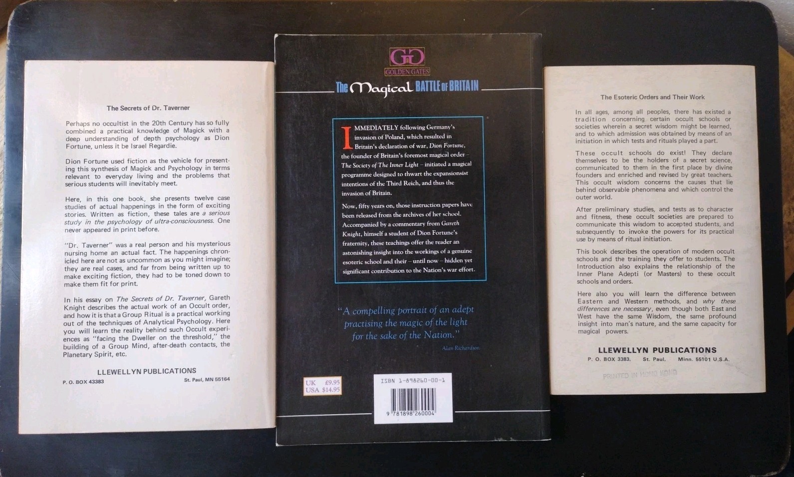 3 DION FORTUNE: Secrets Dr. Taverner. Magical Battle…Esoteric Orders..(pencil)