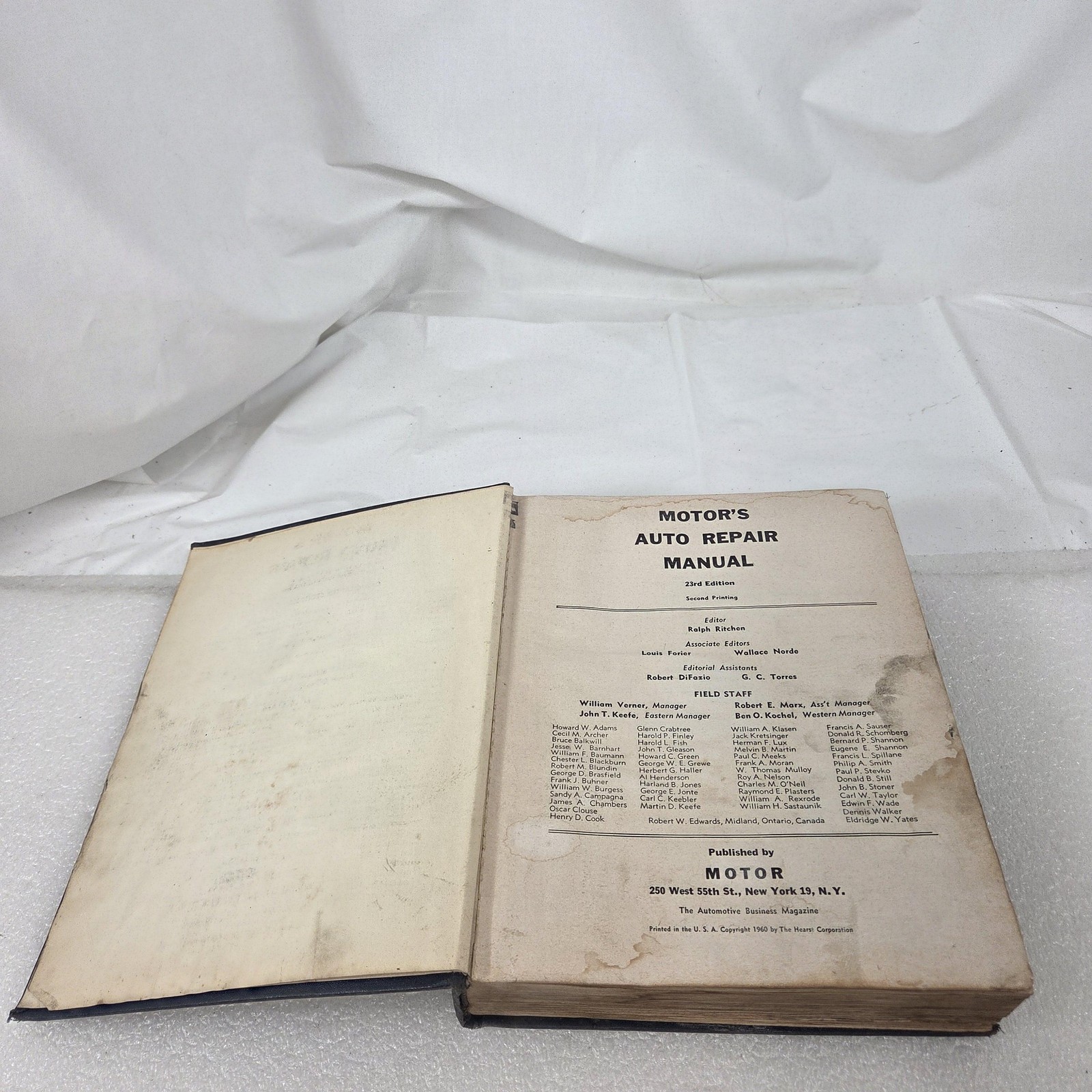 Vintage 1960 Motor&rsquo;s Auto Repair Manual 23rd Edition Hardcover Car Repair Guide