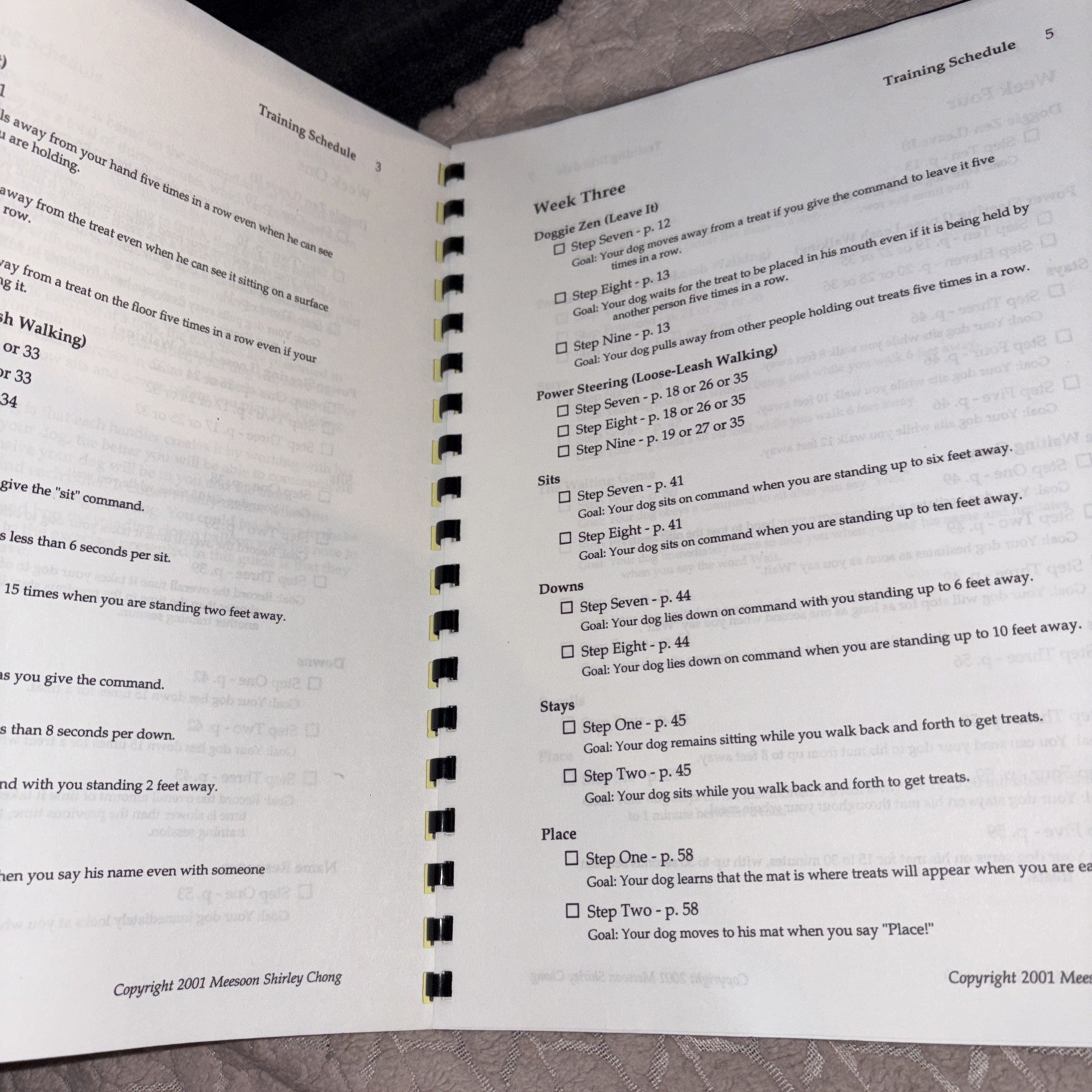 Dog Training Schedule & Log For A Clicker Cookbook Manners – M Shirley Chong