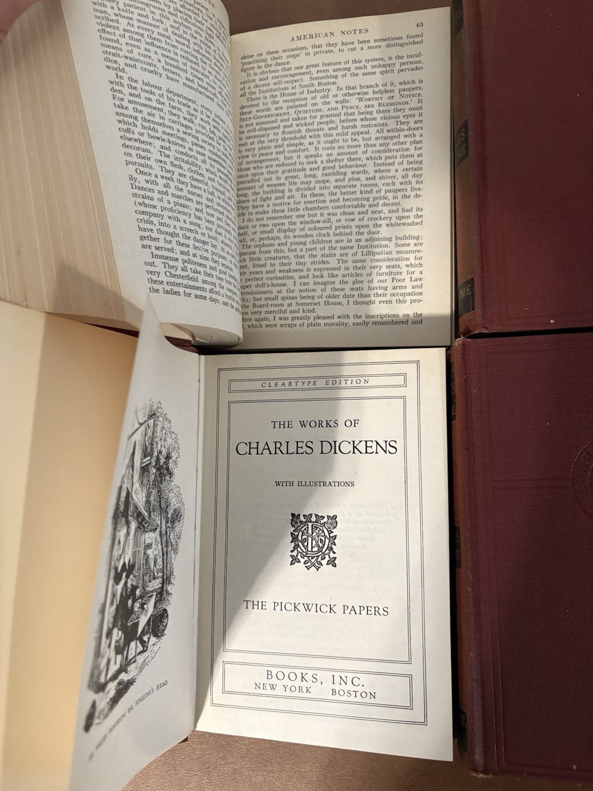 Charles Dickens 1870s Set of 6 Books Cleartype Edition Illustrated Antique