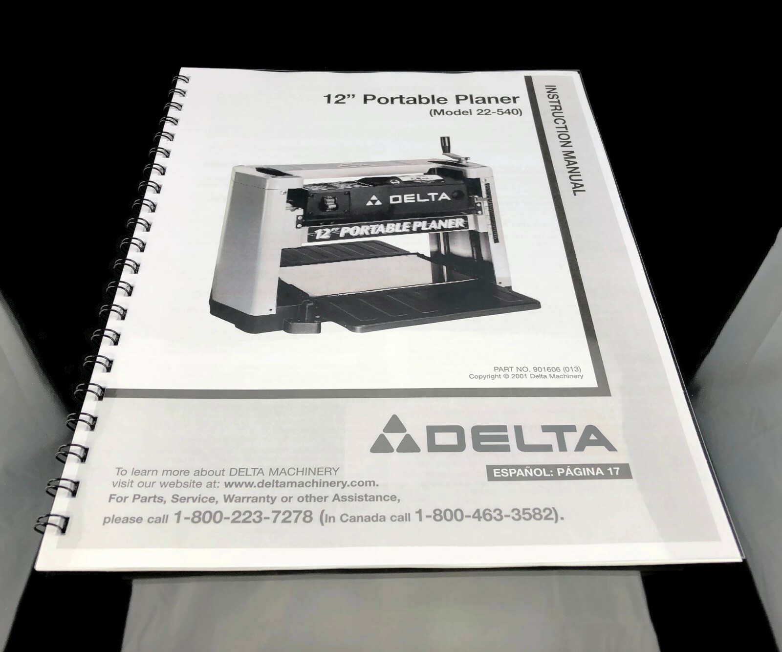 Delta 12&Prime; Portable Planer 22-540 Instruction Manual SPIRAL BOUND