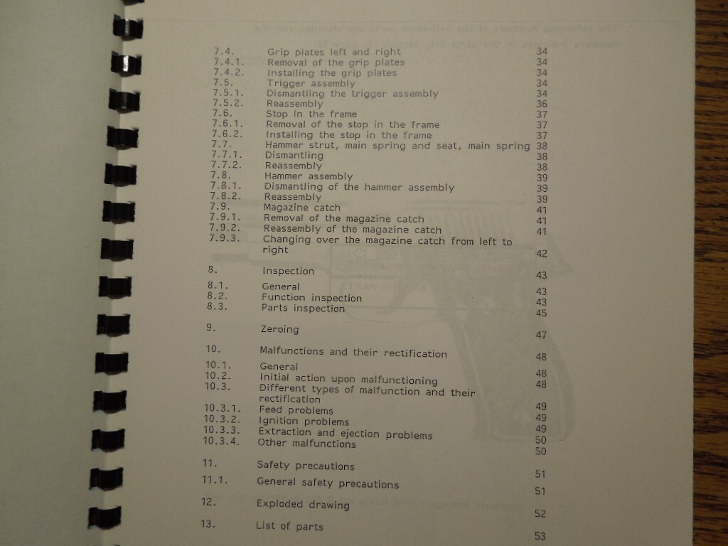 Sig Sauer P226 Armourers Instruction 8 1/2&Prime; by 11&Prime; Spiral Bound Book 53 Pages