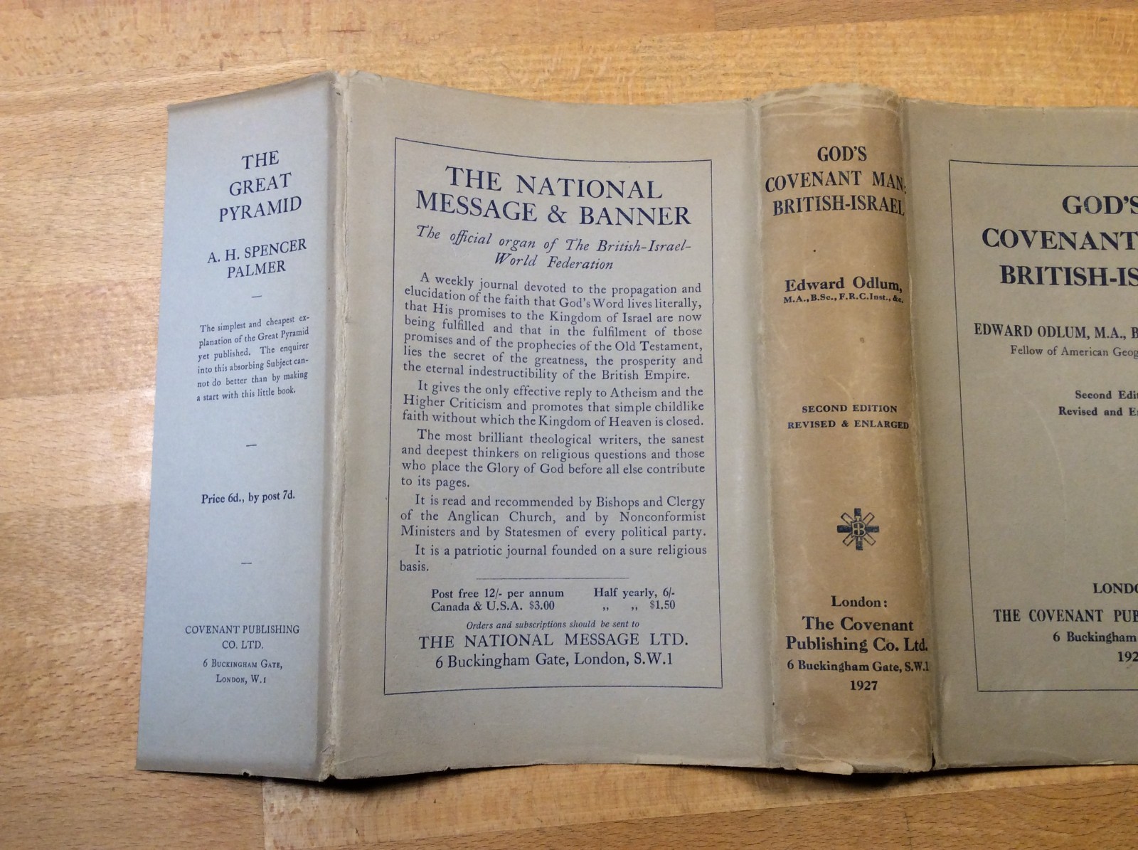 God&rsquo;s Covenant Man: British-Israel, Odlum, 1927 Hardcover, Covenant Publishing