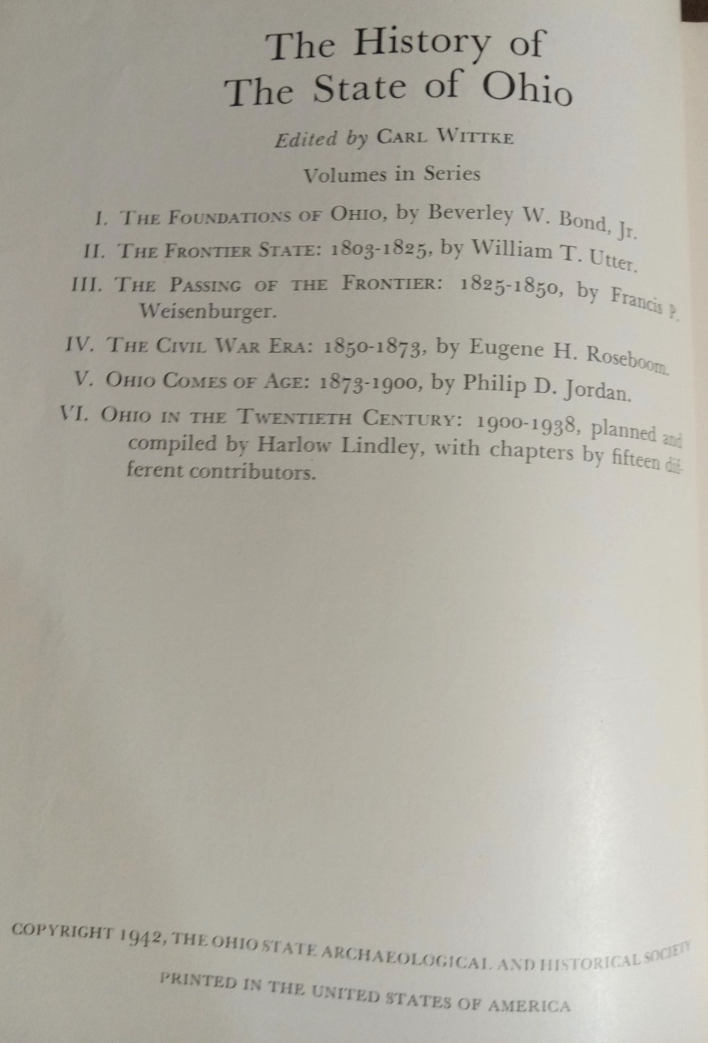 CIVIL WAR History of the State of Ohio 6 Volume IV Harlow Lindley HRDV