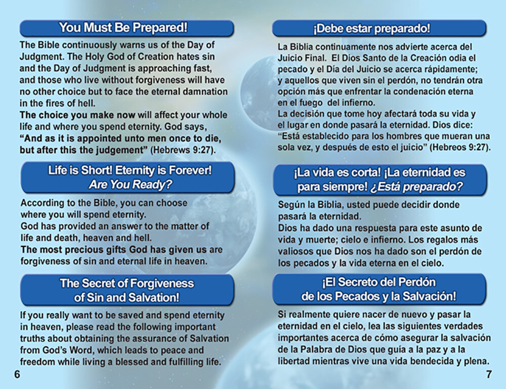 « ENGLISH & SPANISH Tracts, 20 Pages Each, Pack of 40 units, Powerful & Colorful