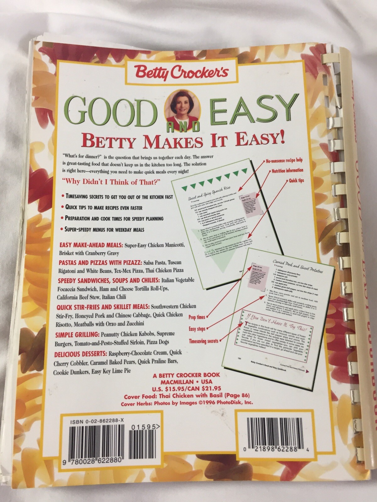 Betty Crocker&rsquo;s Good & Easy Cookbook, Year 1996 Ring Bound 432 Pages