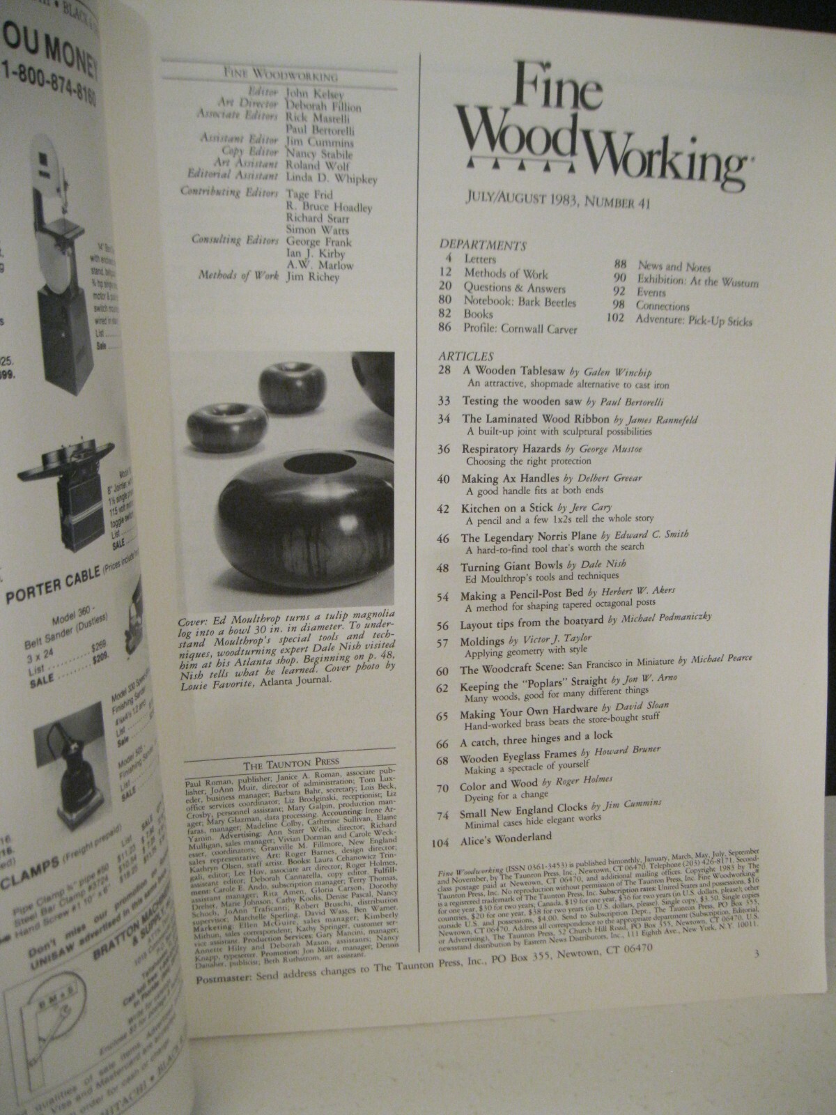 FINE WOODWORKING JULY AUGUST 1983 NO. 41 GIANT TURNINGS SOFTCOVER WITH 102 PAGES