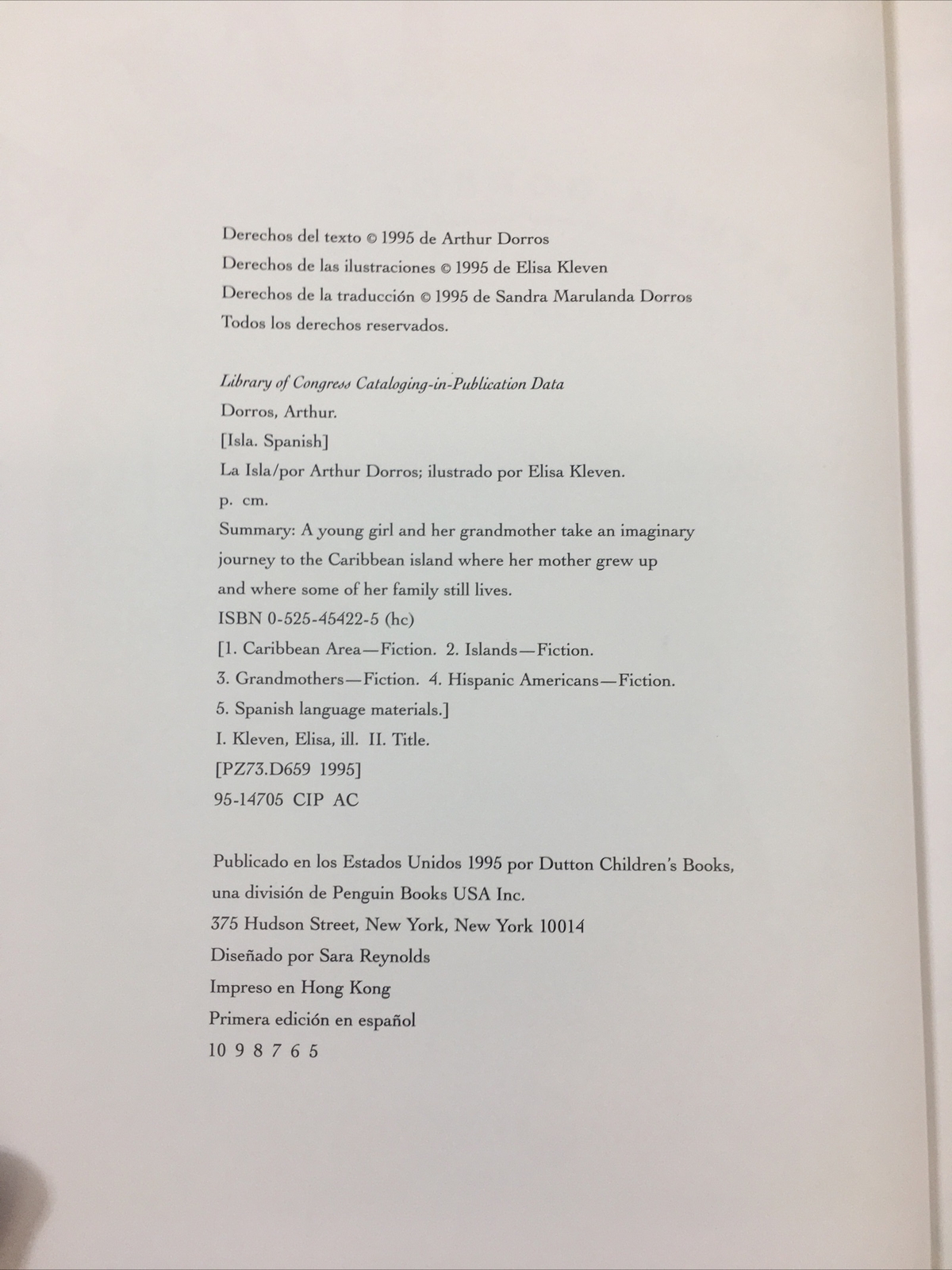 La Isla – Arthur Dorros (1995, Hardcover, Dust Jacket)